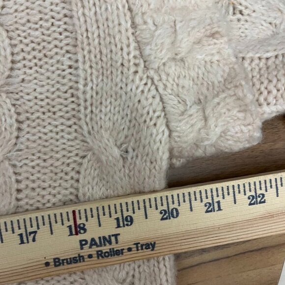 Joe’s Jeans Cable Knit Ruffle Sleeve Turtleneck Sweater Cream Ivory M - Picture 10 of 12